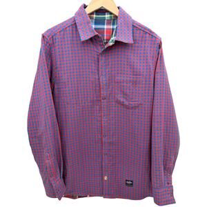 Marvel Avengers Reversible Button Up Shirt Mens Medium Plaid Casual Long Sleeve